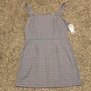 Fishbowl Glen Plaid Navy Coral Mini Dress